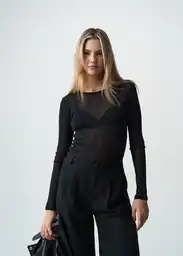 Camiseta Mujer Negro Puro S 403G030 Naf Naf