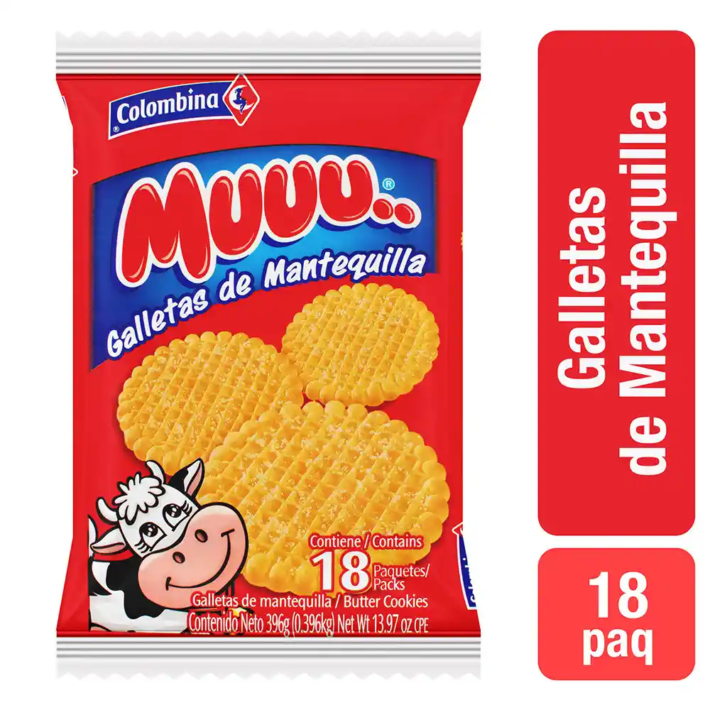 Muuu Galletas De Mantequilla Bolsa por 18 paq.