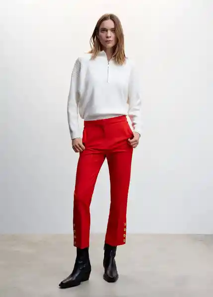 Pantalón Gold Rojo Talla 46 Mujer Mango