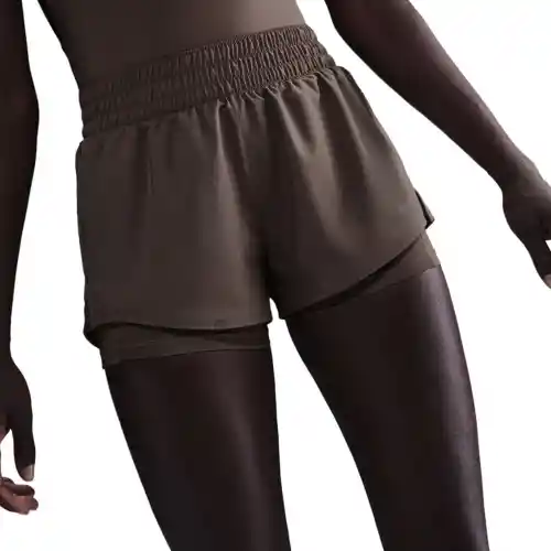 Nike Pantaloneta One 3In 2N1 Entrenamiento de Mujer Café Talla L