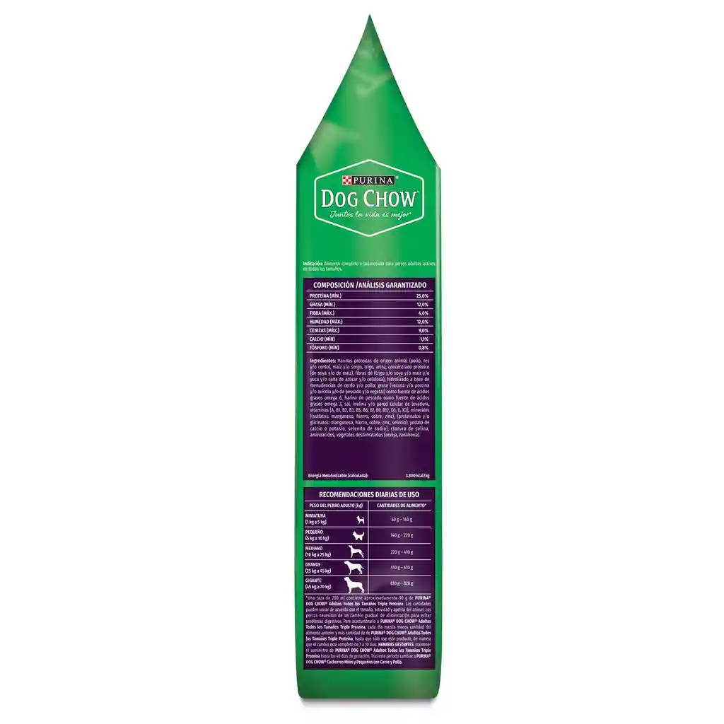 Comida para perro Dog Chow Triple proteina todos los tamaños 2 kg