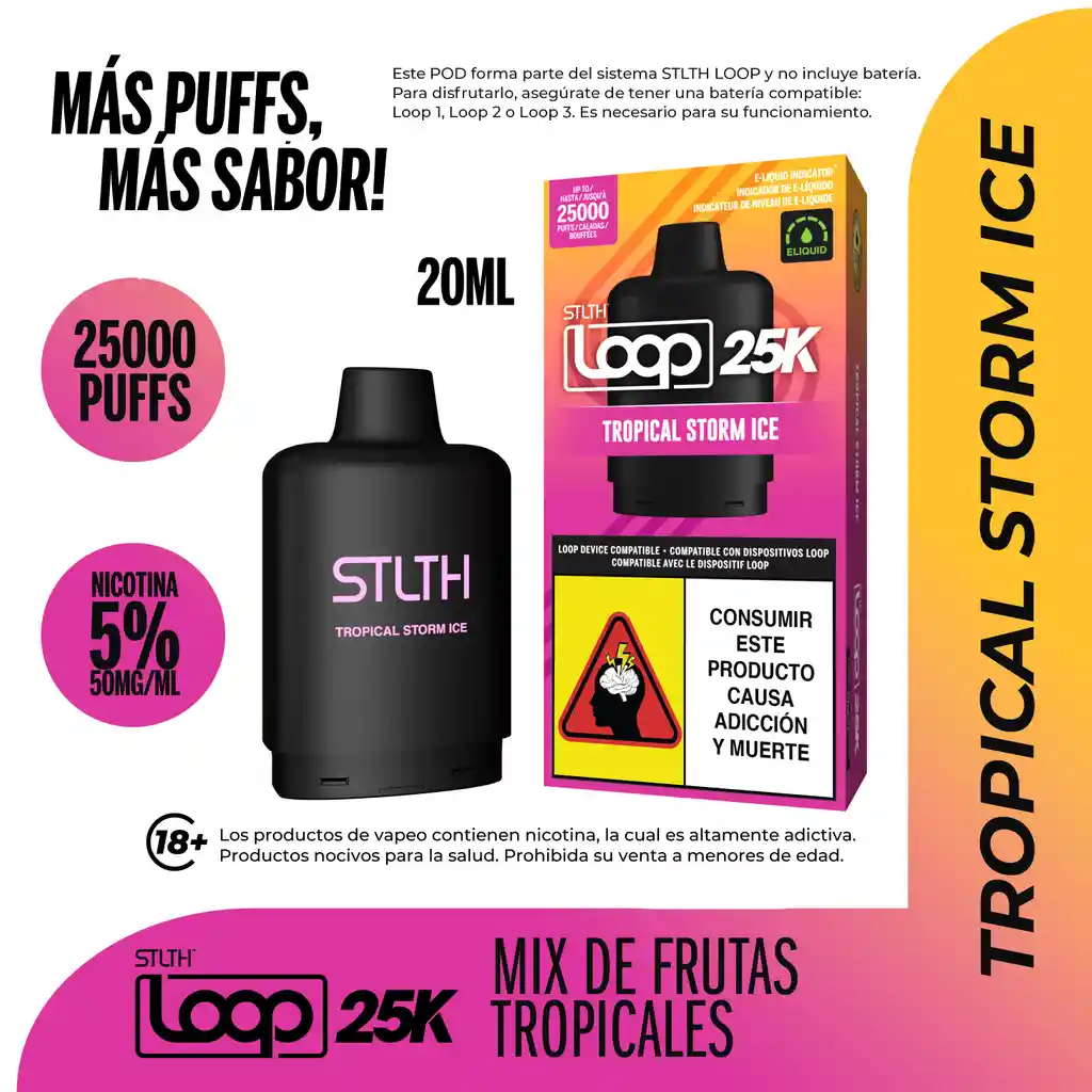 Stlth Loop Vapeador Pod Tropical Storm Ice 25K