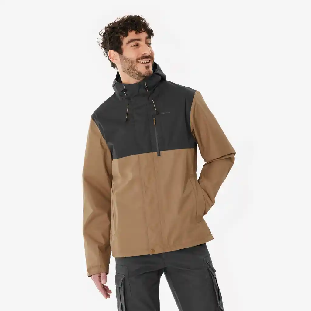 Chaqueta Impermeable de Senderismo Para Hombre - Quechua Nh500 Café