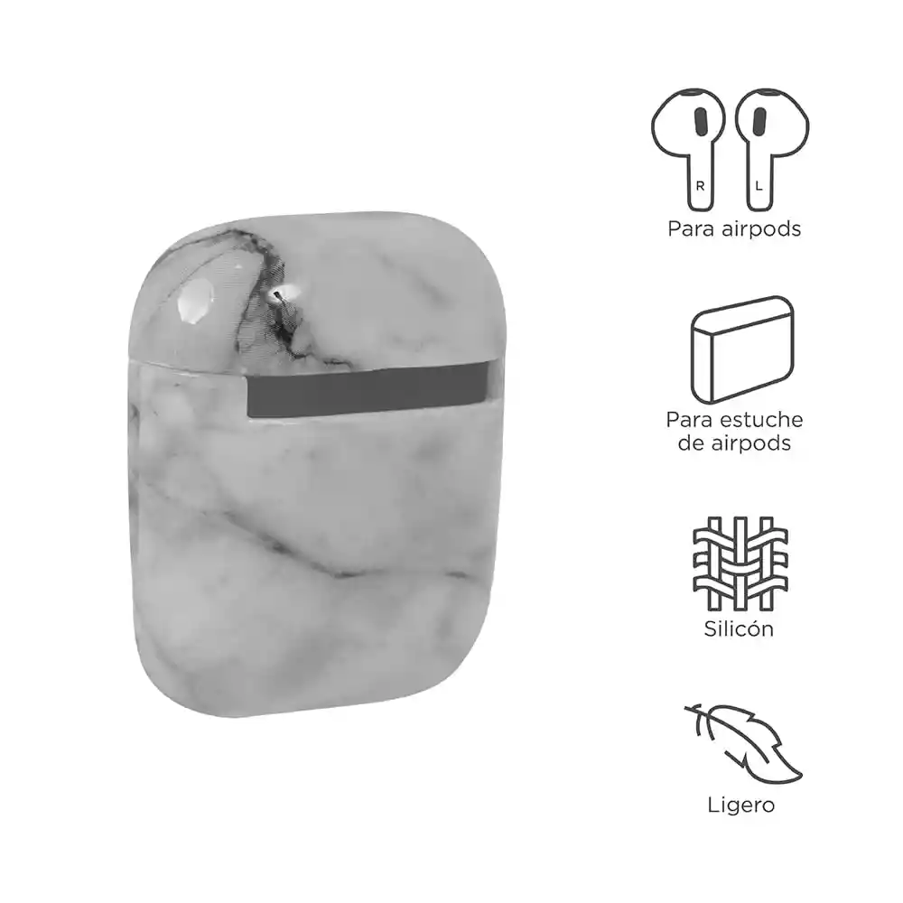 Estuche Para Airpods 2 Colección Mármol Blanco Miniso