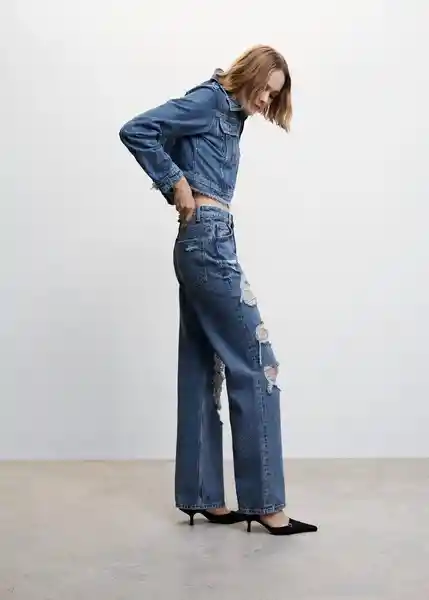 Pantalón Jean Brokens Tejano Medio Talla 34 Mujer Mango