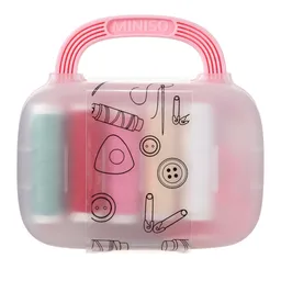 Miniso Kit Organizador de Plástico de Costura Con Asa Rosa