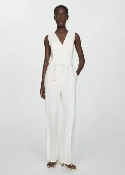 Enterizo Mono Yolan2 Off-White Talla 18 Mujer Mango