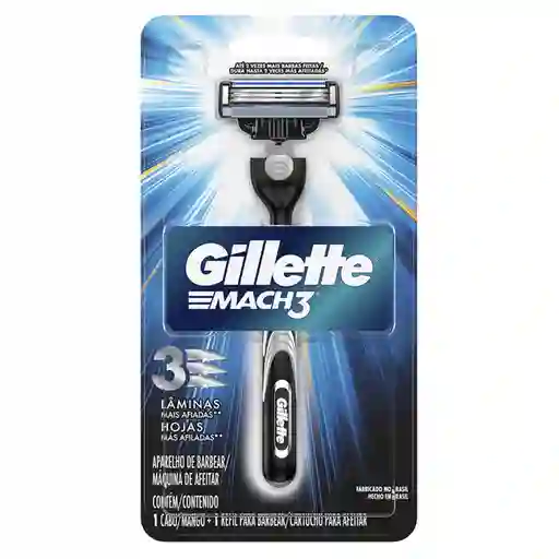 GILLETTE Mach 3 Cuchilla de Afeitar Máquina de Afeitar Hombre Reutilizable Afeitado al Ras Afeitadora para Hombre 1 Ud
