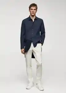 Camisa Lanza Navy Talla S Hombre Mango