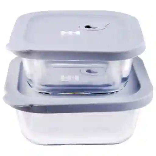 Set Recipiente H&h Cuadrado Vidrioam03m031