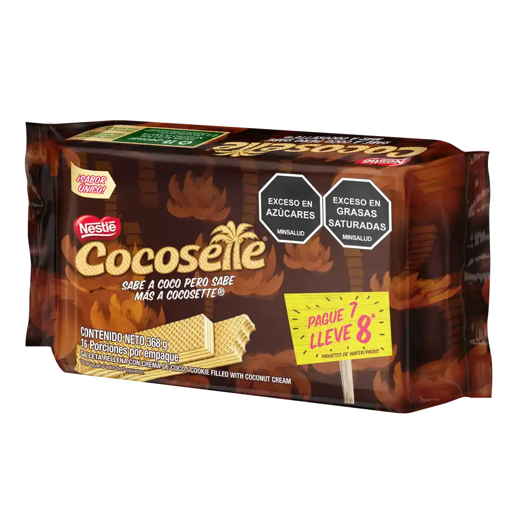 Galletas COCOSETTE Wafer con crema de coco pague 7 lleve 8 x 368g