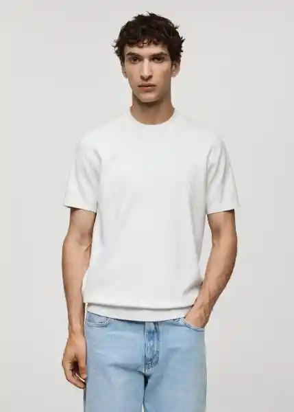 Camiseta Tricot Arraona Blanco Talla M Hombre Mango