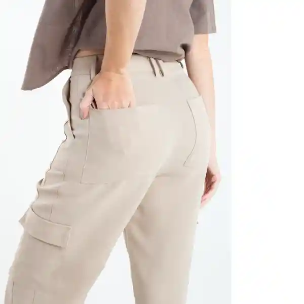  Pantalon Jamba Mujer Beige Polvo Claro Talla 10 Naf-Naf 