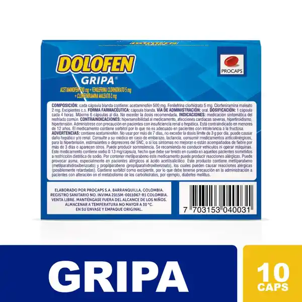 Dolofen Gripa Procaps (500 mg/5 mg/2 mg)