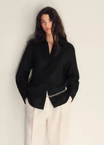 Camisa Samari Negro Talla M Mujer Mango