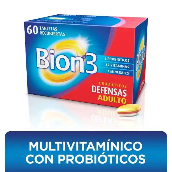 Bion3 Defensas Multivitaminico con Minerales y Probioticos 60 tabletas