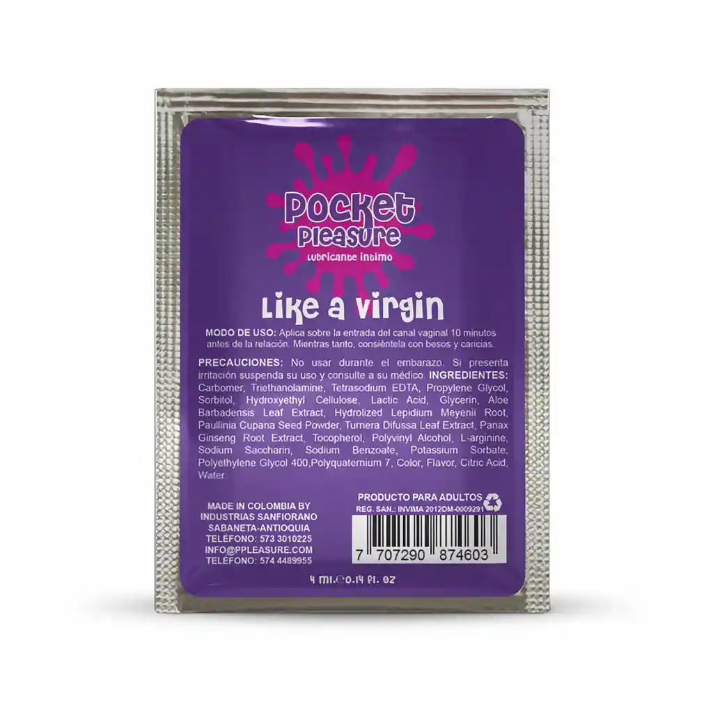 Pocket Pleasure Lubricante Íntimo Like a Virgin 