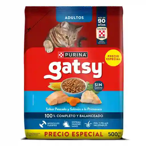 Comida para Gatos Purina Gatsy pescado y salmón 1,5kg