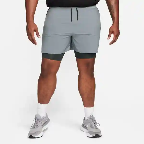 Nike Short Df Stride 5in Hybrid Para Hombre Gris Talla L