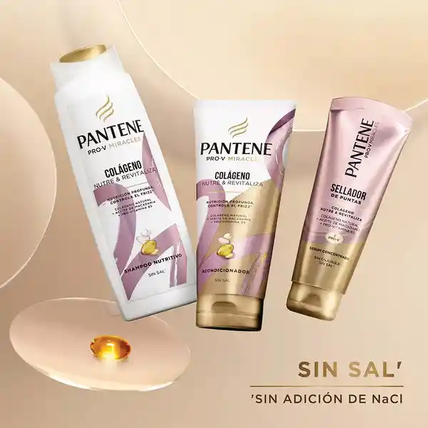 Shampoo sin sal' Pantene Pro-V Miracles Colageno Nutre y Revitaliza Champu 300 ml + Acondicionador Pantene Pro-V Miracles Colageno Nutre y Revitaliza Rinse 250ml