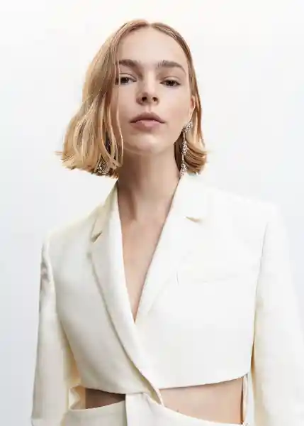 Blazer Americana Carlotta Crudo Talla L Mujer Mango