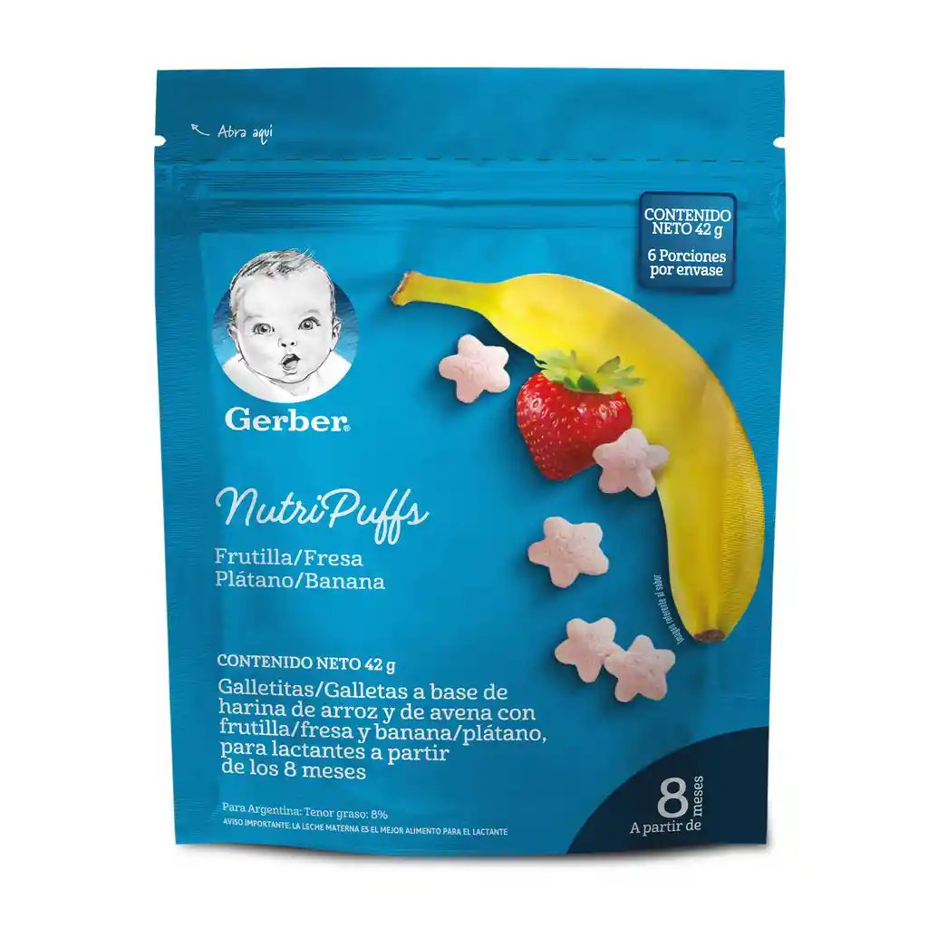 Snack para bebés GERBER Nutripuffs Banana Fresa Bolsa x 42g