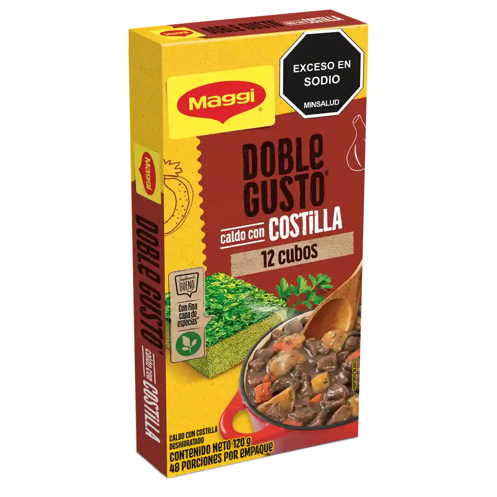 Caldo con Costilla MAGGI Doble Gusto 12 cubos x 120g