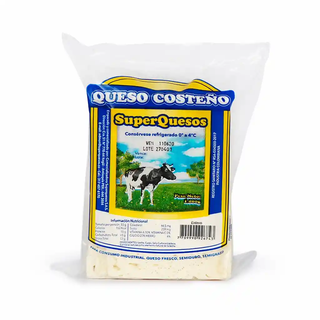 Superquesos Queso Costeño Entero