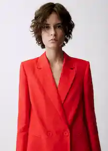 Blazer Americana Limona Rojo Talla M Mujer Mango