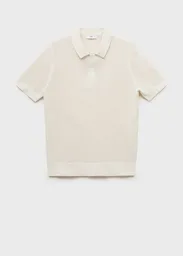 Camiseta Polo Pointele Offwhite Talla M Hombre Mango