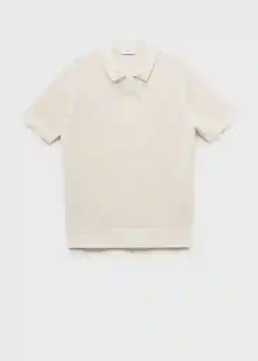 Camiseta Polo Pointele Offwhite Talla M Hombre Mango