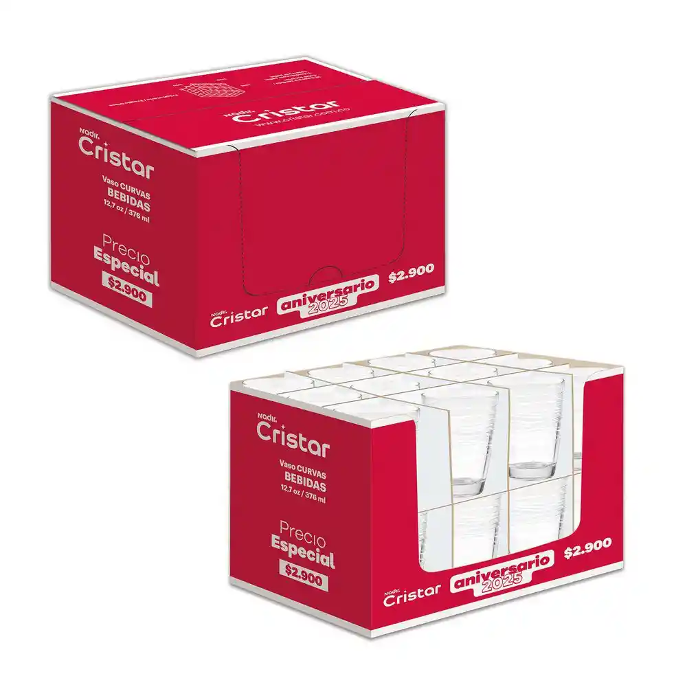 Vasos Curvas Bedidas Cristar 0676al24pdq