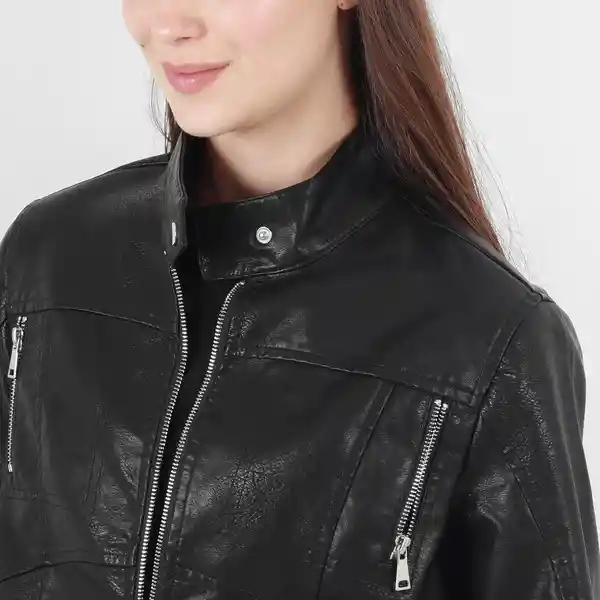 Chaqueta Biker Imitación Piel Negro M Fuera de Serie