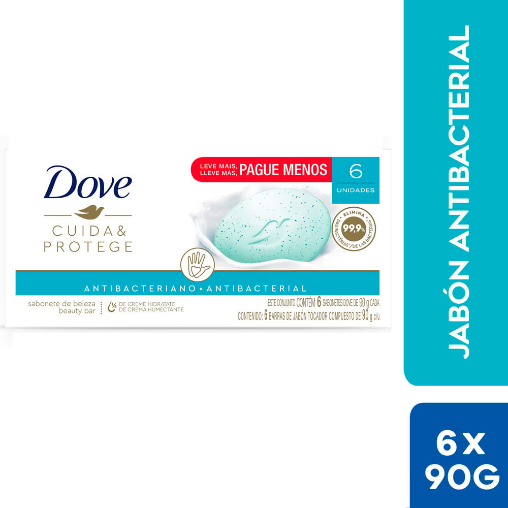 Dove Jabón de Tocador en Barra Antibacterial Cuida & Protege 6 x 90 g