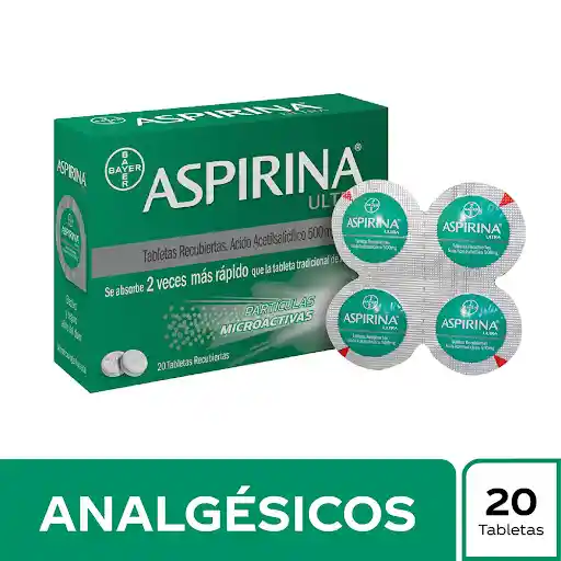 Aspirina Ultra 500 mg Ácido Acetilsalicílico Caja x 20 tab