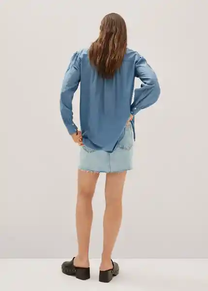 Blusa Aoza Azul Talla L Mujer Mango