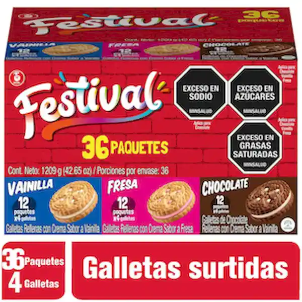 Festival Galletas Rellenas con Crema Sabores Surtidos