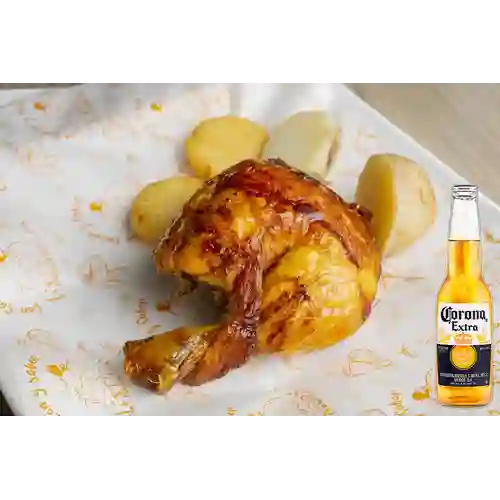 Combo 1/4 de Pollo Pernil + Cerveza Corona 330 ml