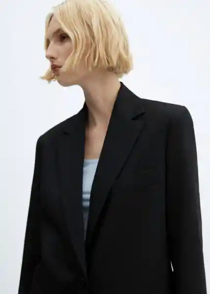 Blazer Americana Dipli Negro Talla L Mujer Mango