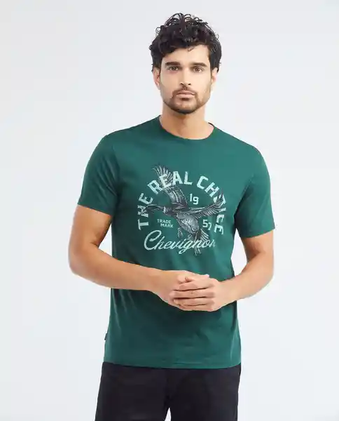 Graphic T-shirt Text M/c Verde Sicomoro Ultraoscuro Talla Xl Hombre Chevignon