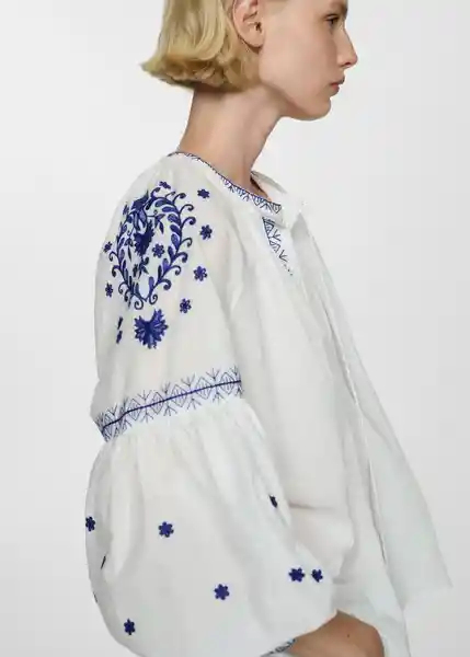 Camisa Proli Off White Talla S Mujer Mango
