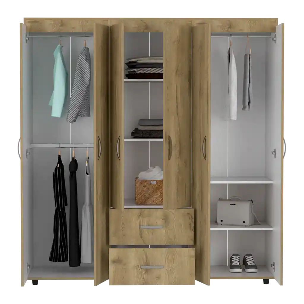 Closet Bariloche 180 X 170 X 50 Rta Blanco + Macadamia