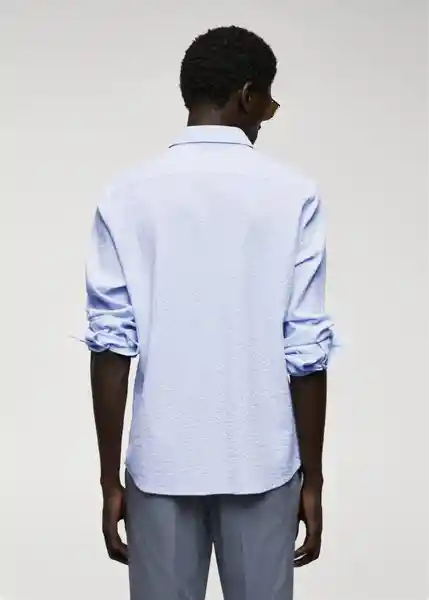 Camisa Marina Celeste Talla S Hombre Mango