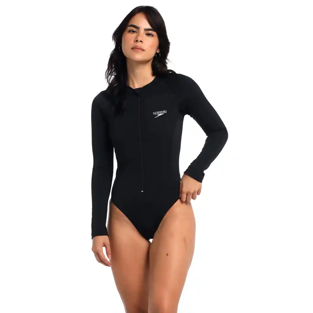 Vestido de Baño Manga Larga Essential Mujer Negro-34