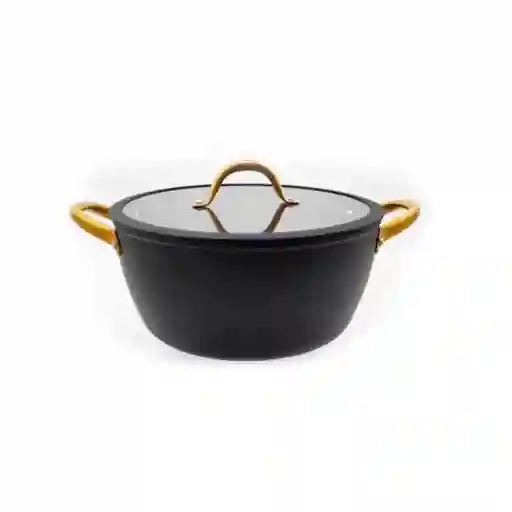 Olla Tapa Plana Mango Acero Melvic Aluminio en Acero 2 Piezas Negrodorado