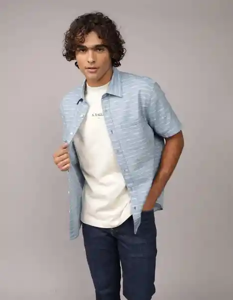 Camisa Hombre Azul Talla Large 2893401 American Eagle