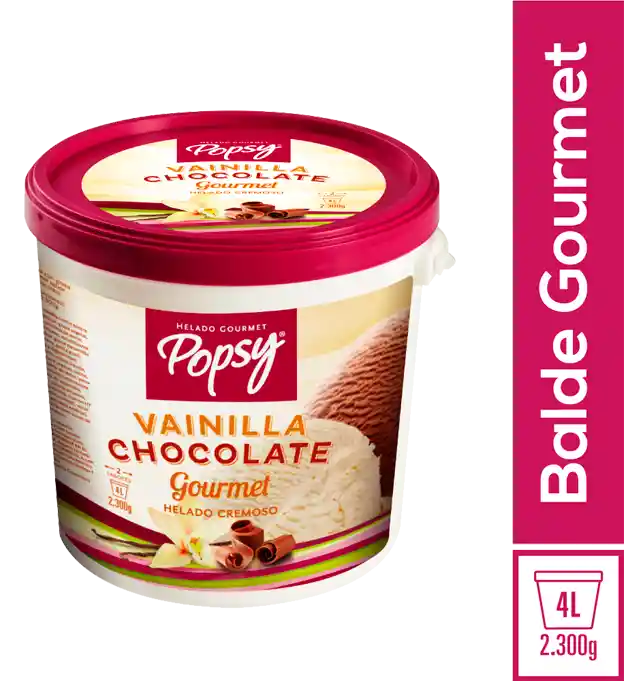 Popsy Helado Cremoso Sabor a Vainilla Chocolate Gourmet