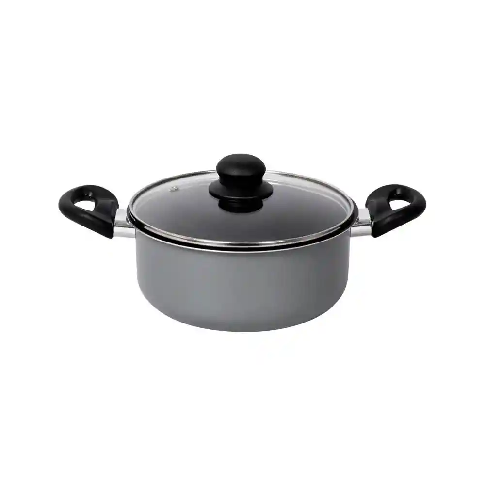 Olla Finlandek Aluminio 20x9 Cm Con Tapa de Vidrio&nbsp 1 Pieza Gris