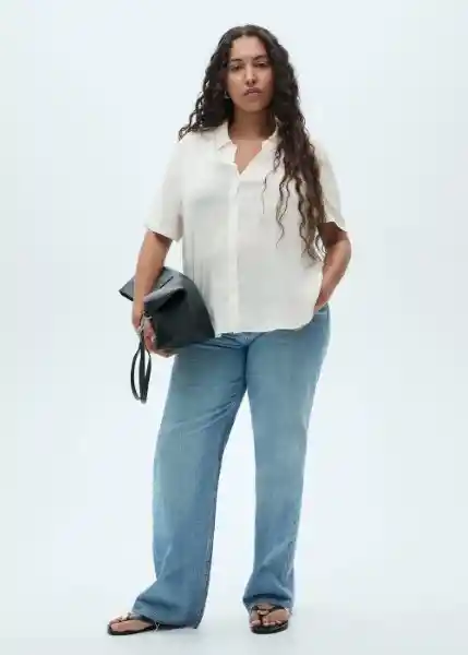 Camisa Moss Off White Talla S Mujer Mango