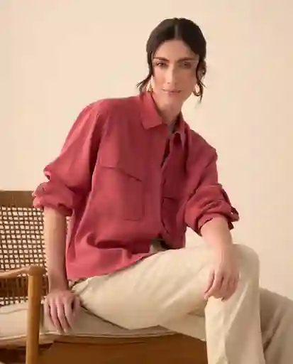 Camisa Rosa Rubor Oscuro Talla L 611G033 Esprit